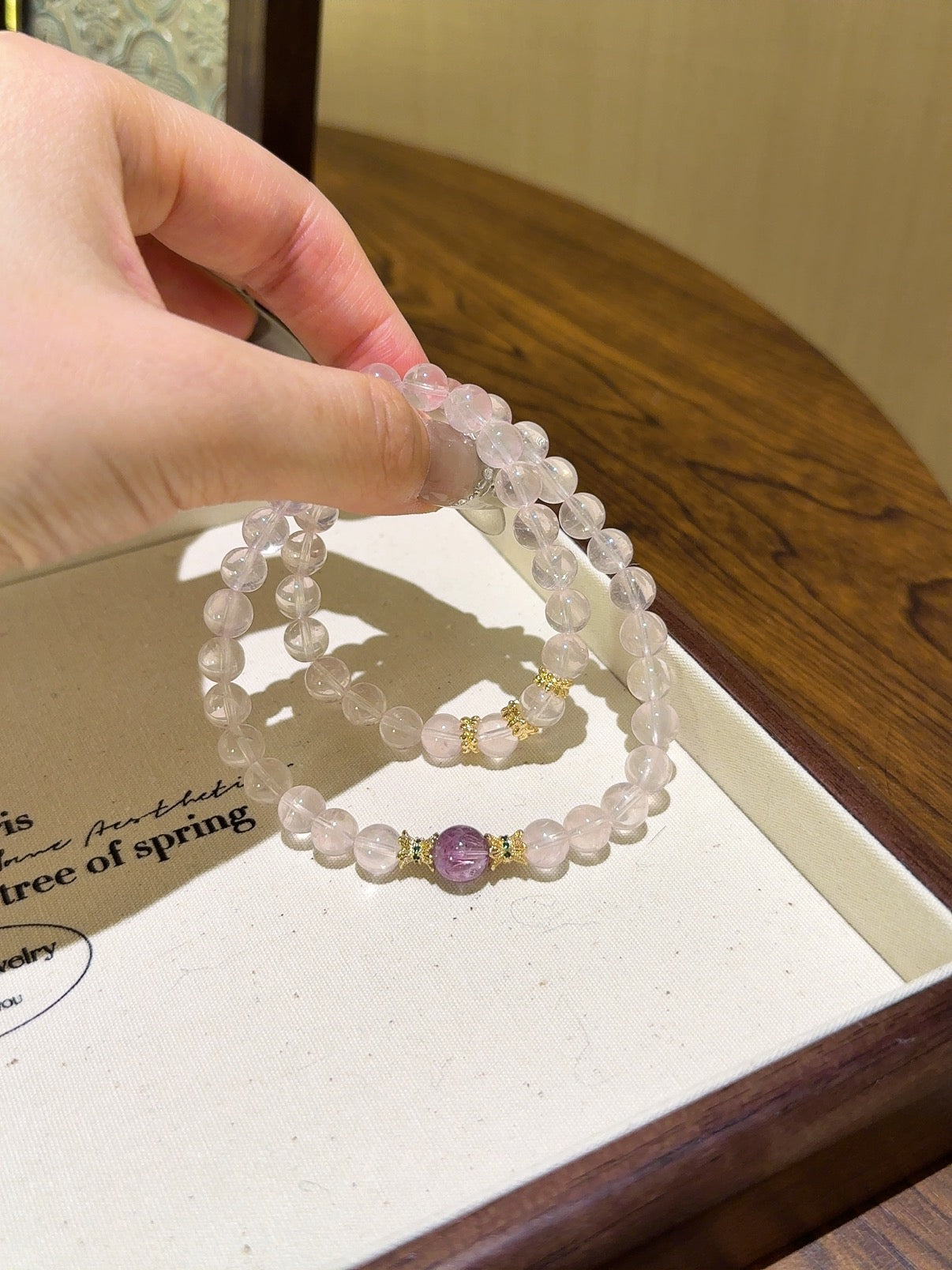 ▫️▪️ Pink crystal double hoop bracelet